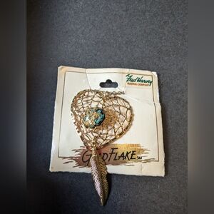 Fred Harvey Goldflake Vintage new heart dreamcatcher neacklace